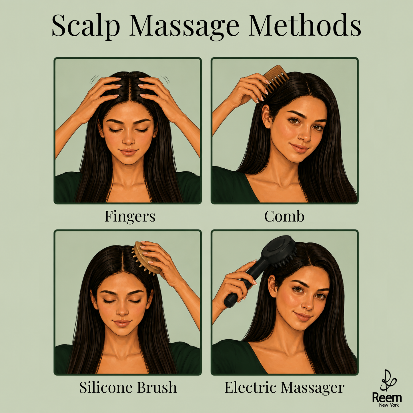 Step-by-step guide to apply Reem New York scalp oils