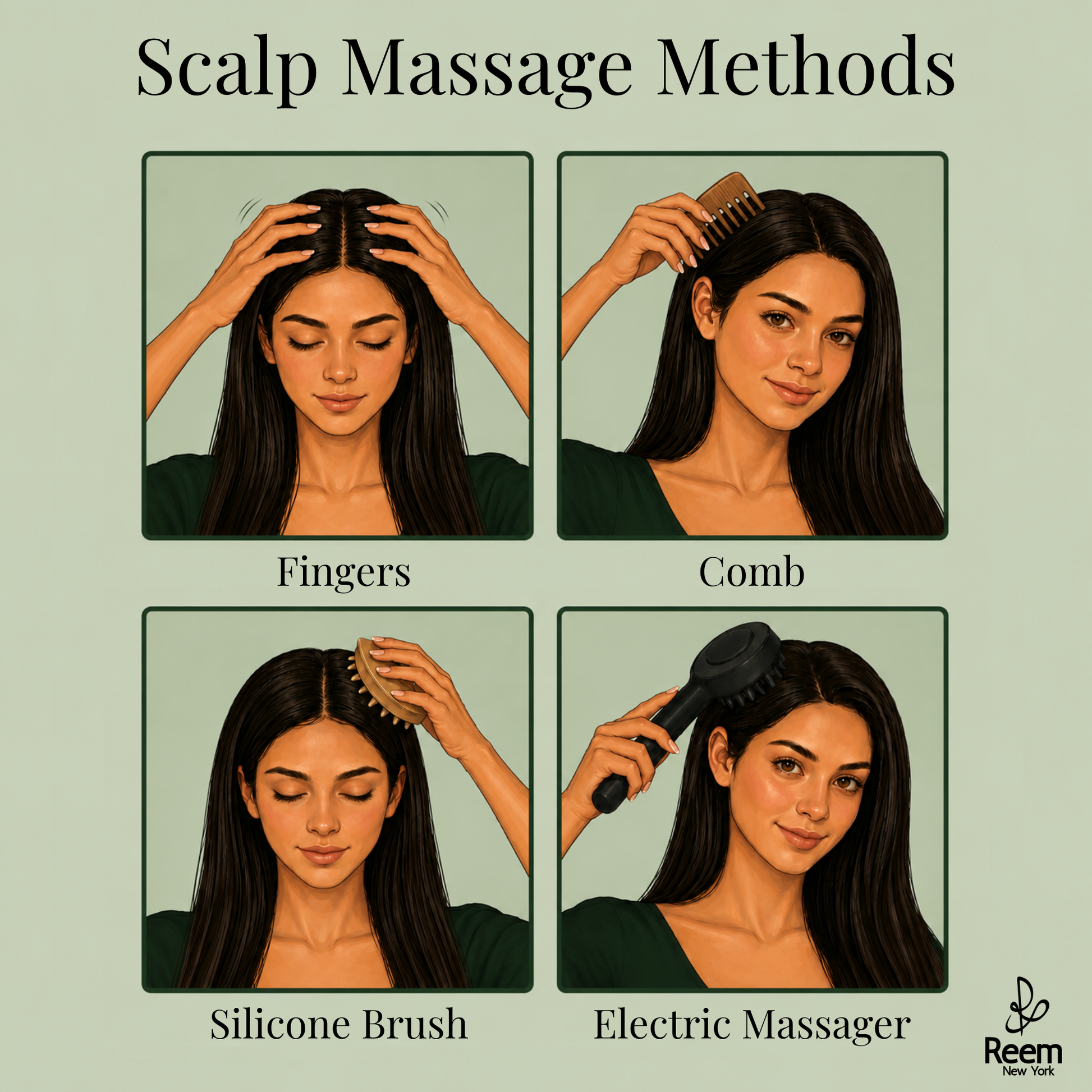 Step-by-step guide to apply Reem New York scalp oils