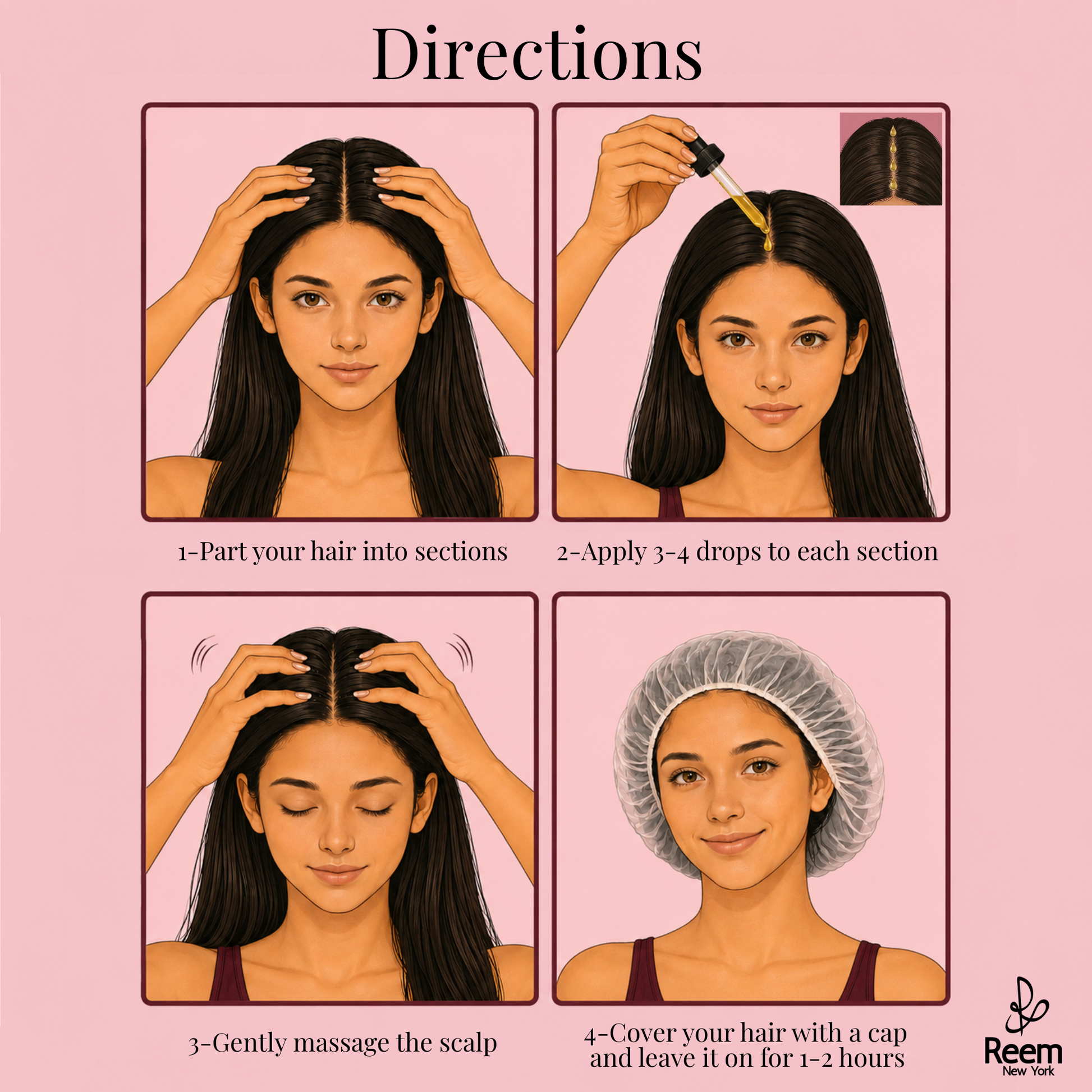 Scalp massage techniques to use with Reem New York Grow & Glow oils